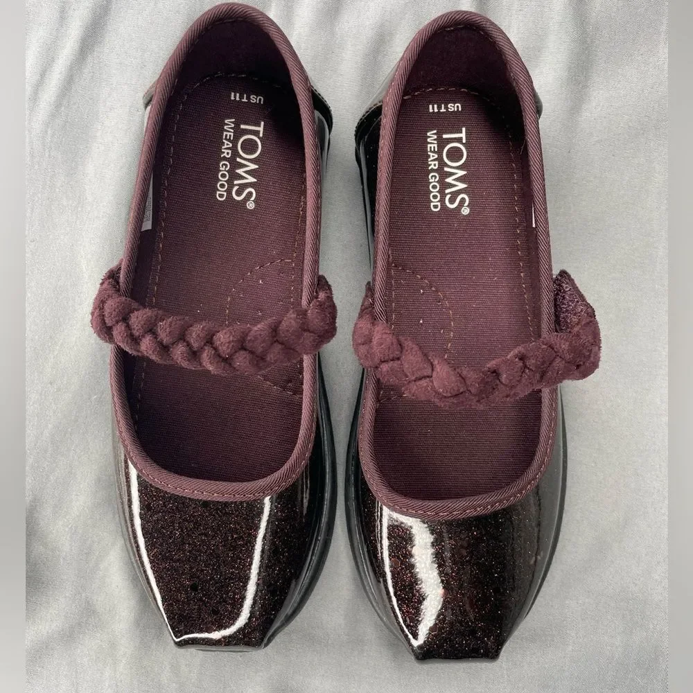TOMS Kids' Sparkly Maroon Dress Shoes